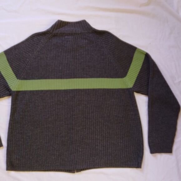 Arizona Jean Company Sweater Full Zip Gray Green Stripe Preppy Y2K Men's XL - Picture 9 of 10